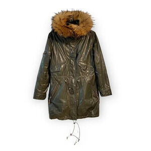 SAM. NYC Devon  Parka in Khaki Green Raccoon